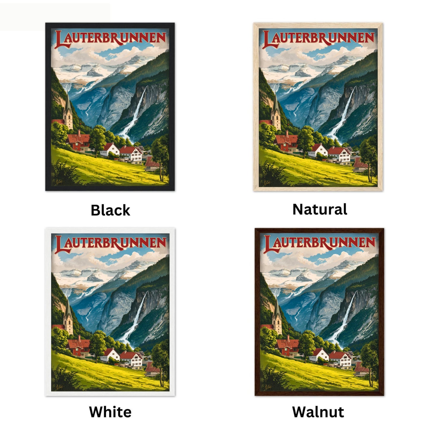 Lauterbrunnen Vintage Travel Poster - Alpine Village Views