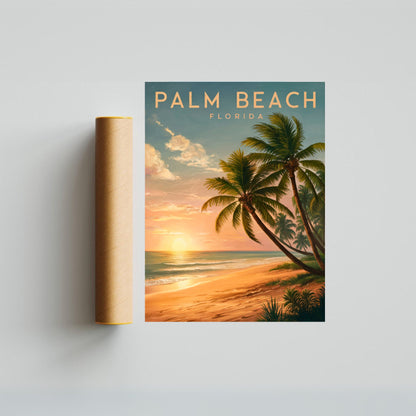 Palm Beach Vintage Travel Poster - Serene Shores