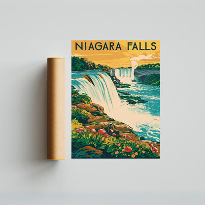 Niagara Falls Vintage Travel Poster - Majestic Waterfalls