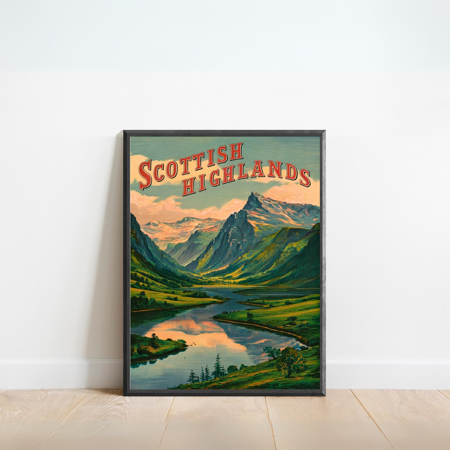 Scottish Highlands Vintage Travel Poster - Timeless Mountain Splendor