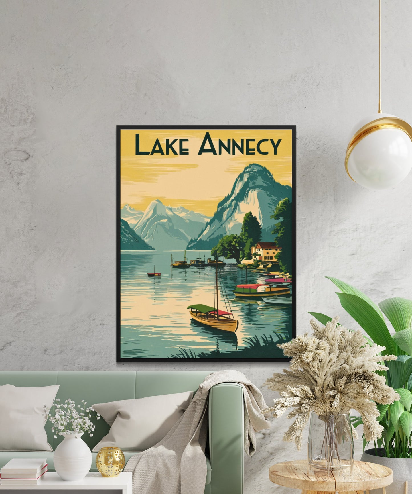 Lake Annecy Vintage Travel Poster - Famous France Crystal Clear Waters