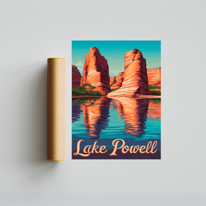 Lake Powell Vintage Travel Poster - Fishing Retreat