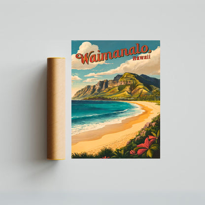 Waimanalo Vintage Travel Poster