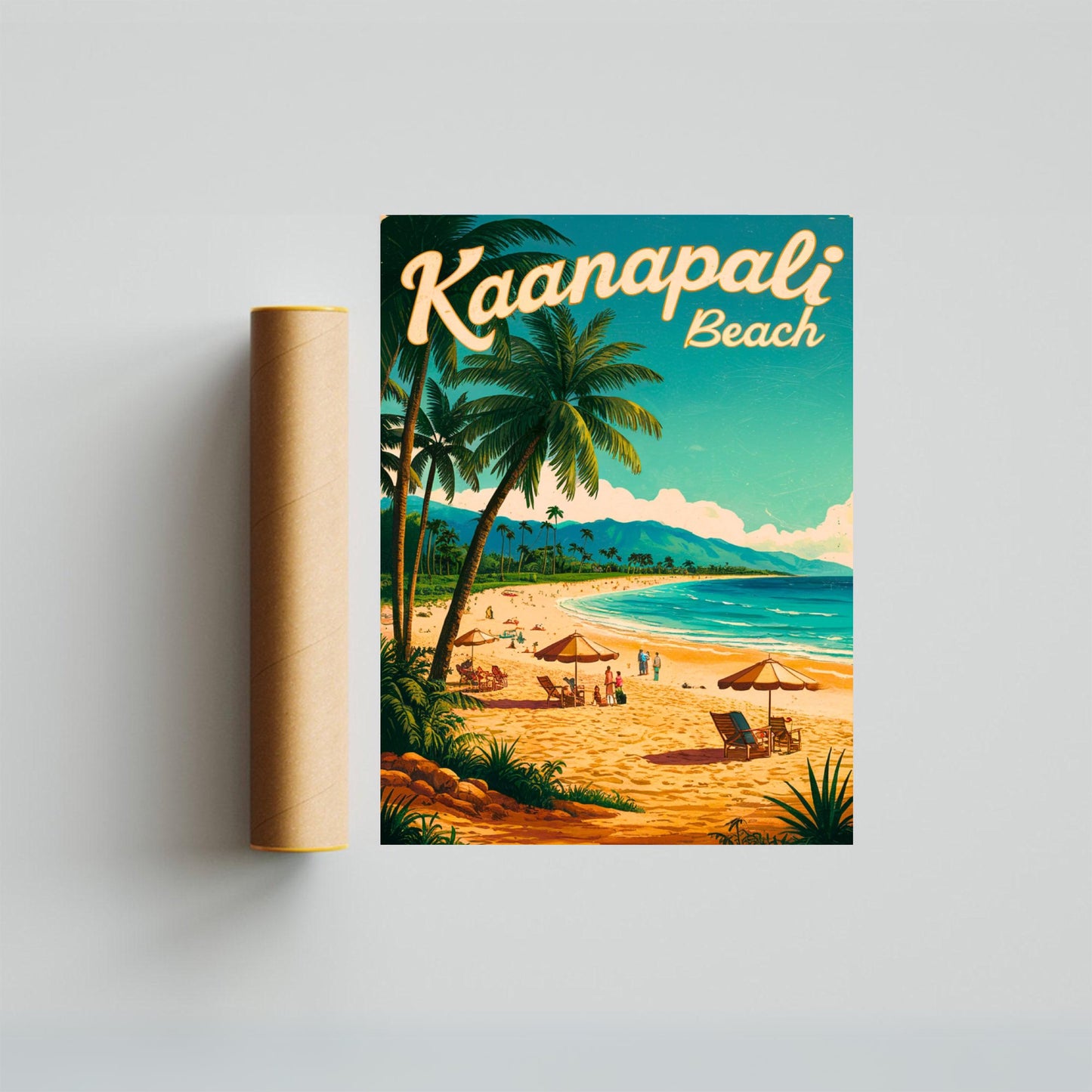 Kaanapali Beach Vintage Travel Poster