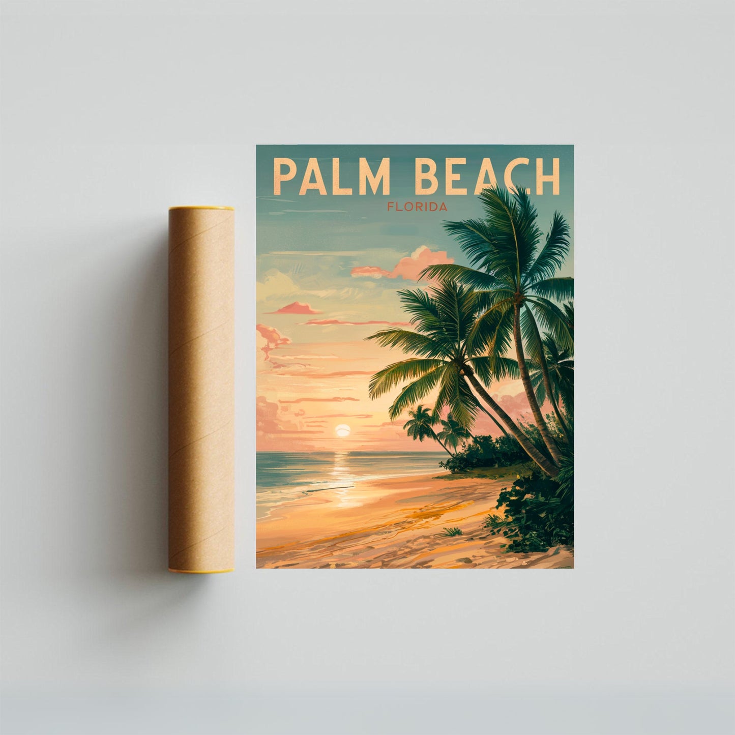 Palm Beach Vintage Travel Poster - Tropical Glamour