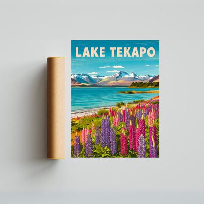 Lake Tekapo Vintage Travel Poster