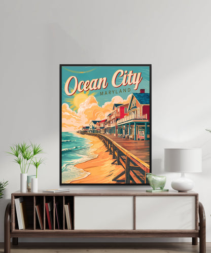 Ocean City Vintage Travel Poster