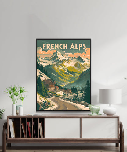 French Alps Vintage Travel Poster