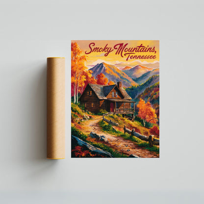 Smoky Mountains Vintage Travel Poster - Timeless Appalachian Beauty