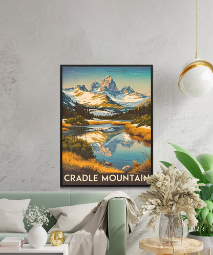 Cradle Mountains Vintage Travel Poster - Peaceful Peaks