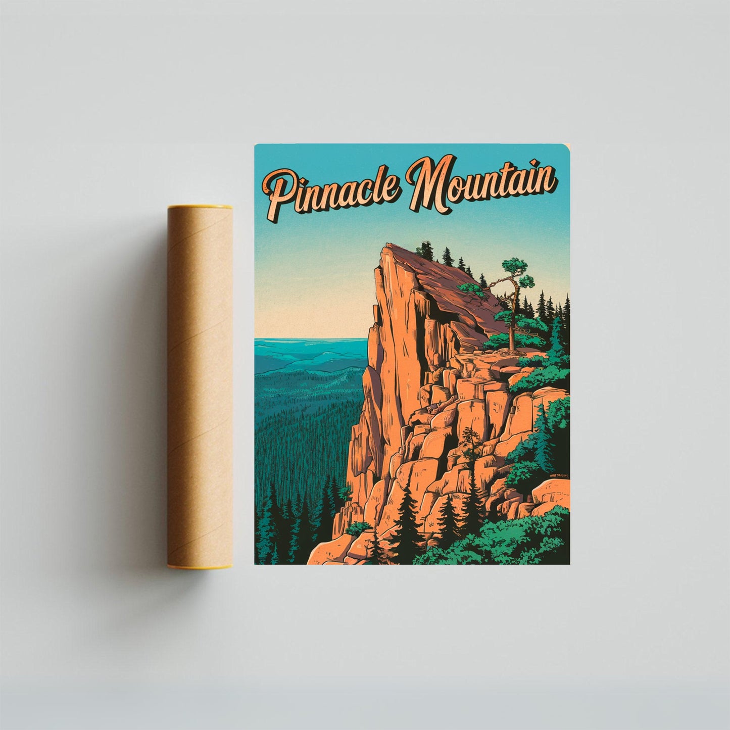 Pinnacle Mountain Vintage Travel Poster