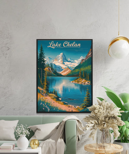 Lake Chelan Vintage Travel Poster