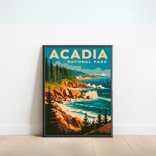 Acadia Vintage Travel Poster