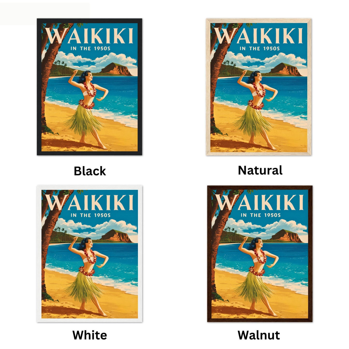 Waikiki Vintage Travel Poster - Aloha Spirit