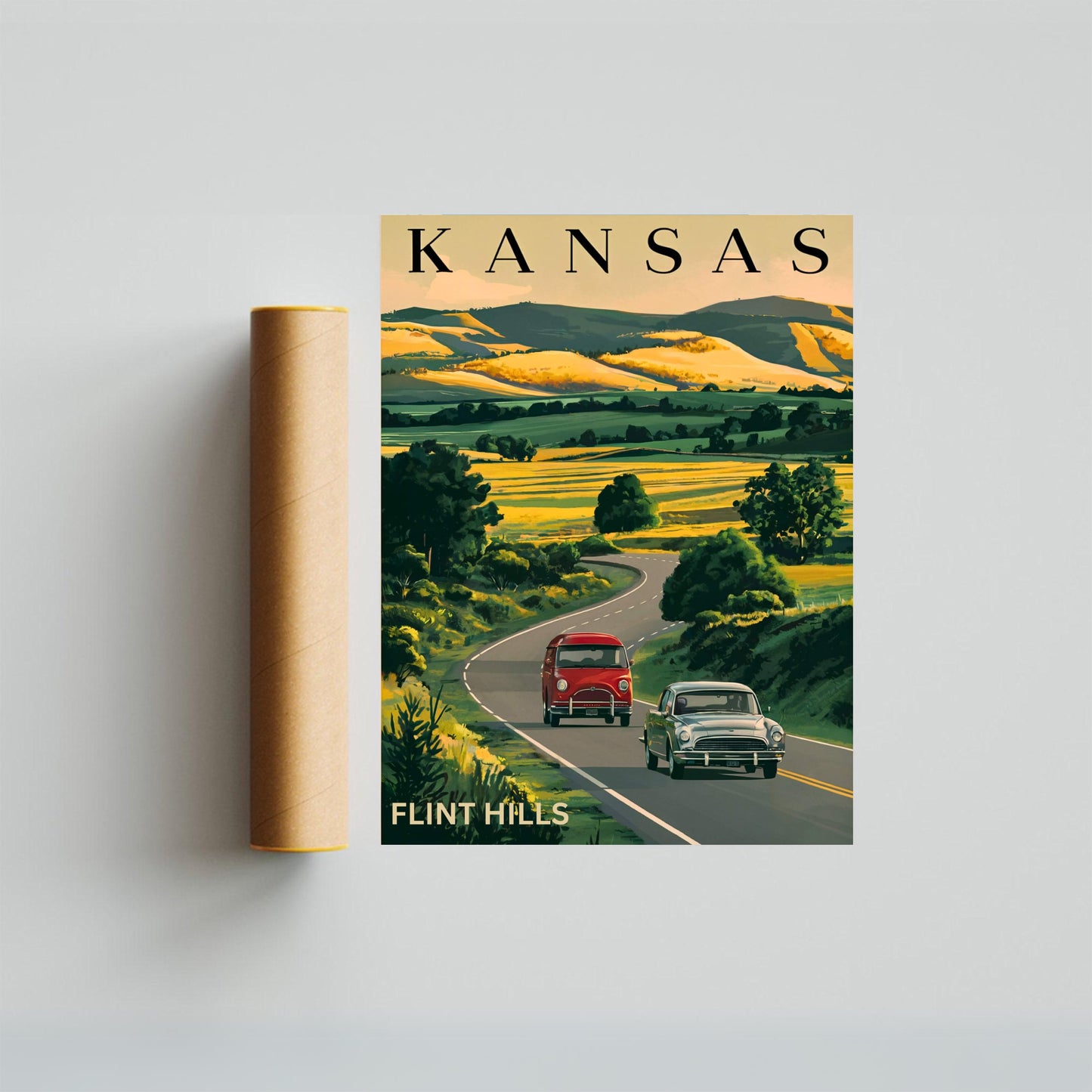 Kansas Vintage Travel Poster - Sunflower State's Scenic Charm