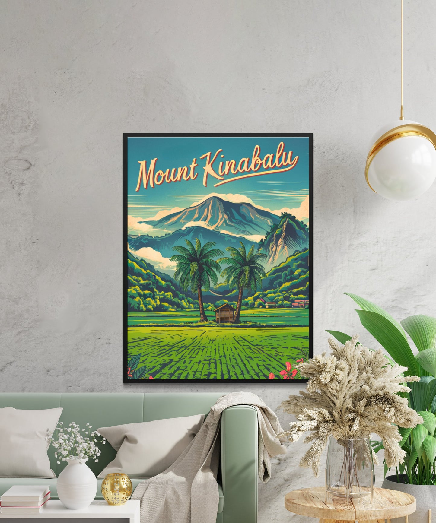 Mount Kinabalu Vintage Travel Poster - Majestic Climb