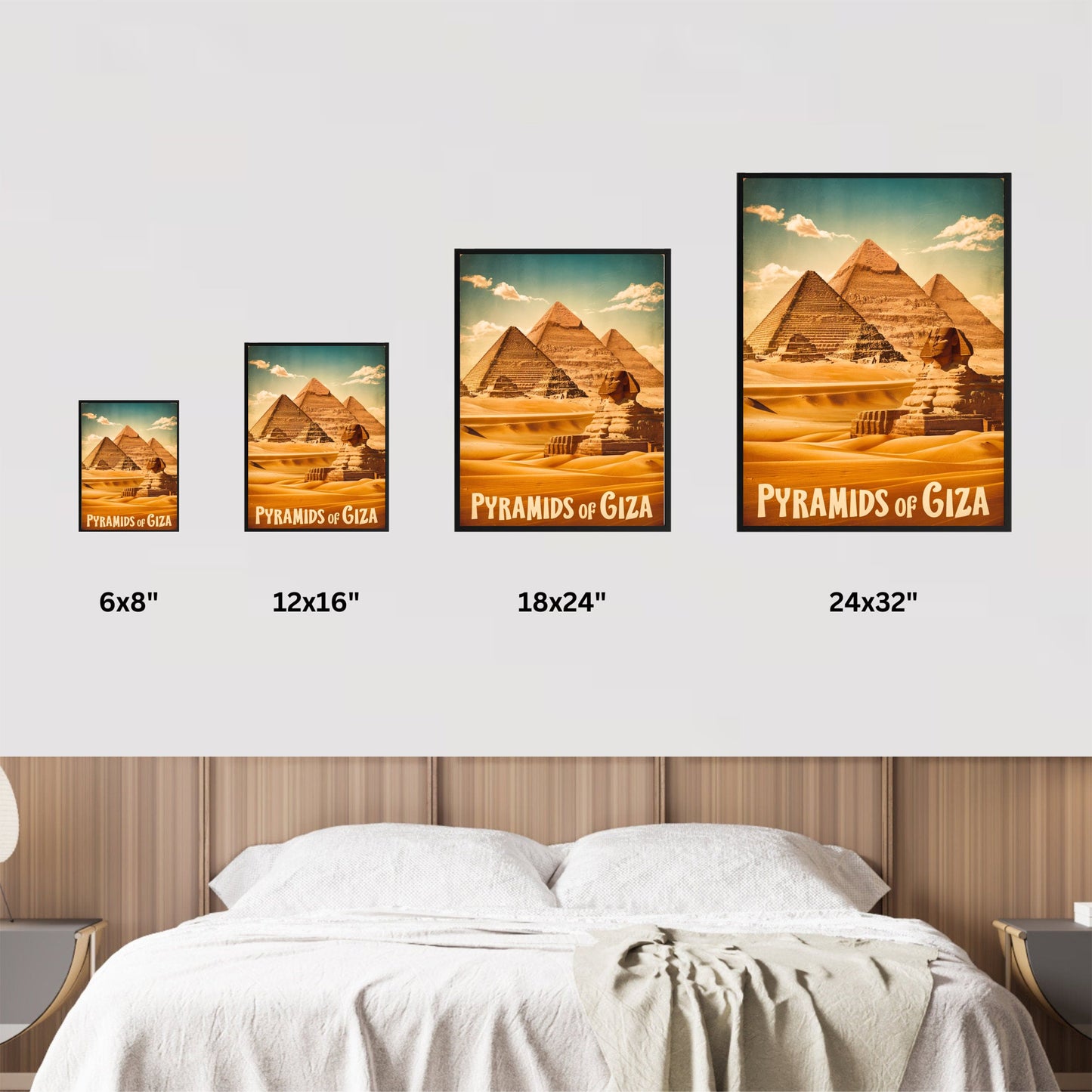 Pyramids of Giza Vintage Travel Poster - Timeless Egyptian Wonders