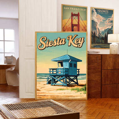 Siesta Key Vintage Travel Poster - Tropical Tranquility