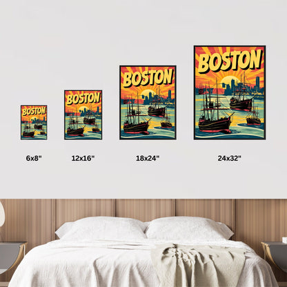 Boston Vintage Travel Poster - Retro Boston Set Sail Print