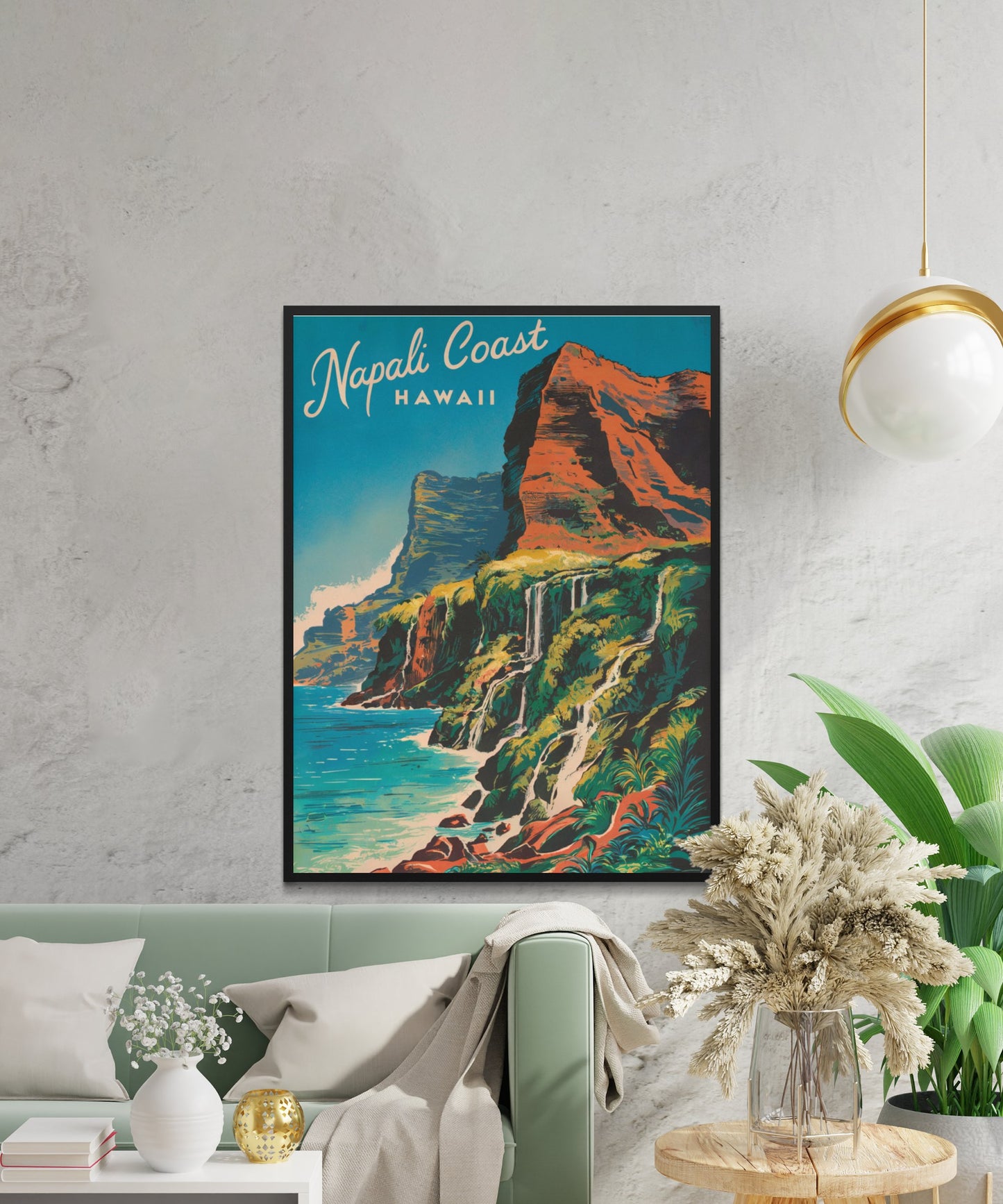 Nā Pali Coast Vintage Travel Poster - Rugged Cliffs and Lush Valleys