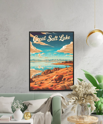 Great Salt Lake Vintage Travel Poster - Quiet Getaway