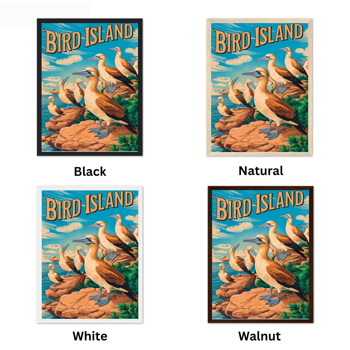 Bird Island Vintage Travel Poster - Chirping Oasis