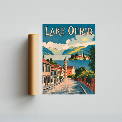 Lake Ohrid Vintage Travel Poster