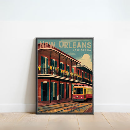 New Orleans Vintage Travel Poster -Timeless Jazz and Creole Charm