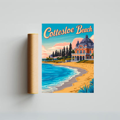 Cottesloe Beach Vintage Travel Poster