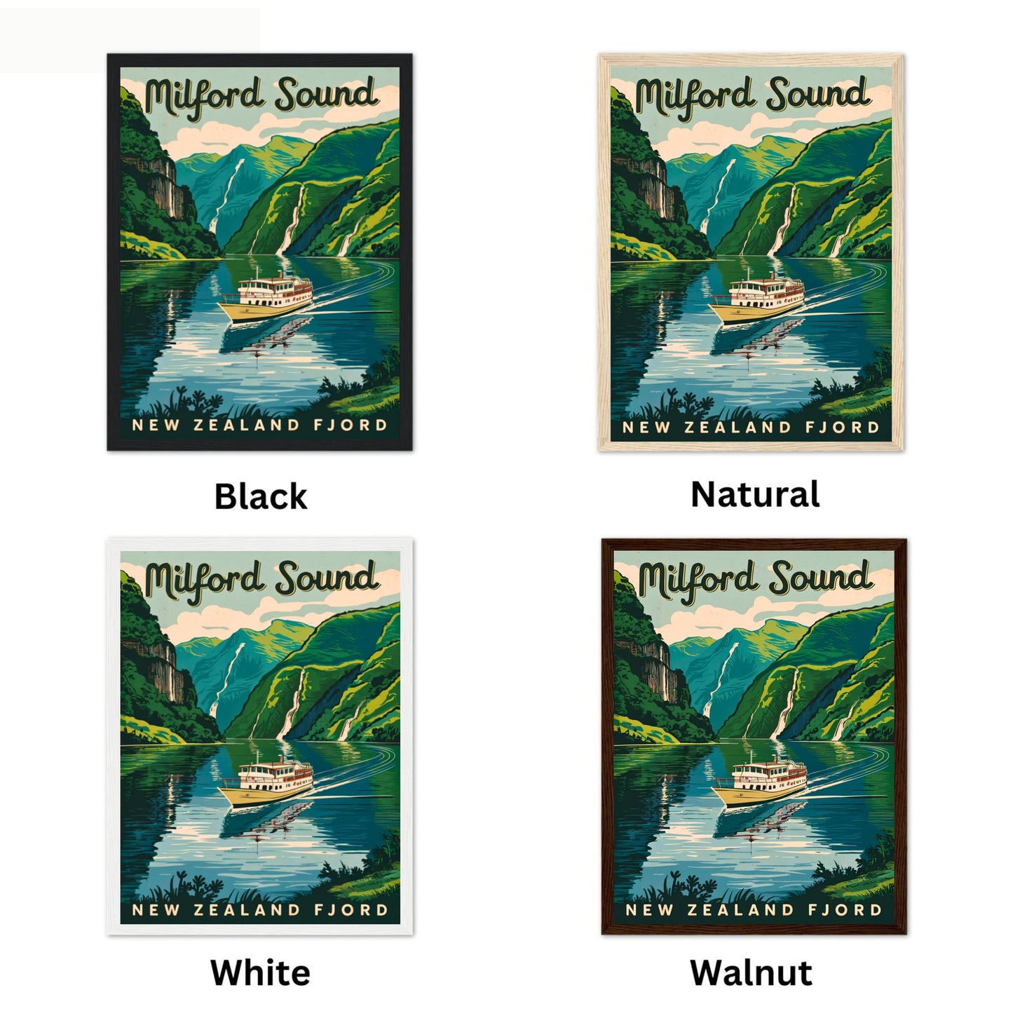 Milford Sound Vintage Travel Poster - Nature's Serenity