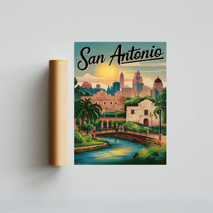 San Antonio Vintage Travel Poster - Beautiful Views