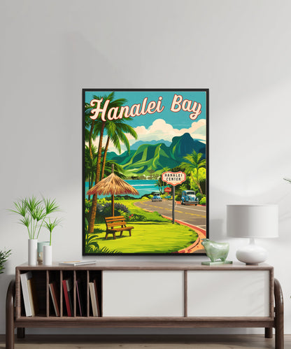 Hanalei Bay Vintage Travel Poster