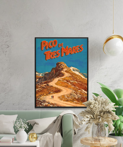 Pico de Tres Mares Vintage Travel Poster - Majestic Peak and Scenic Views