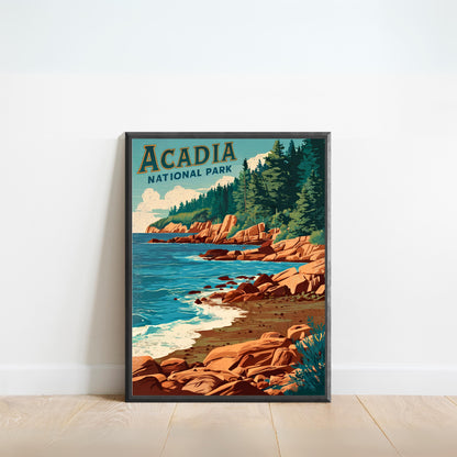 Acadia Vintage Travel Poster - Timeless Coastal Beauty