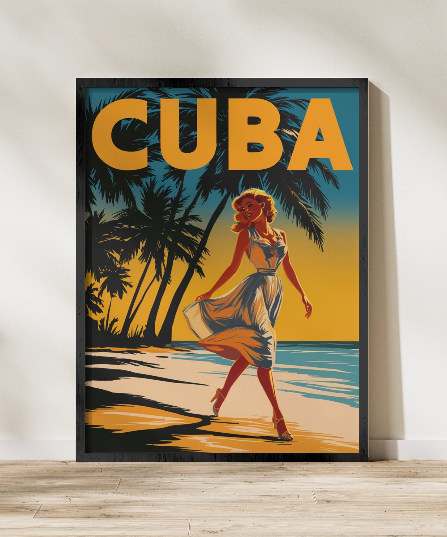 Cuba Vintage Travel Poster - Paradise Beach in Caribbean