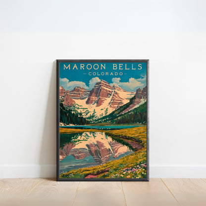 Maroon Bells Vintage Travel Poster