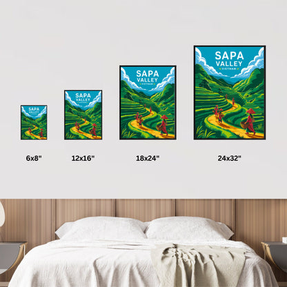 Sapa Valley Vintage Travel Poster - Terraced Ricefields