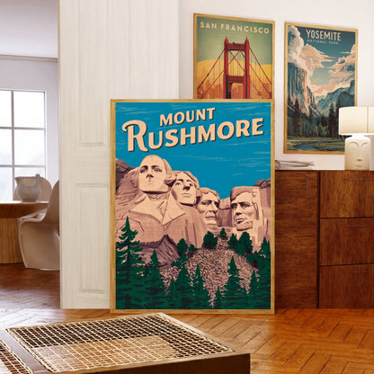 Mount Rushmore Vintage Travel Poster