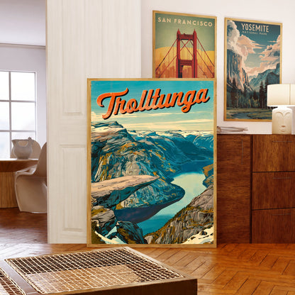 Trolltunga Vintage Travel Poster