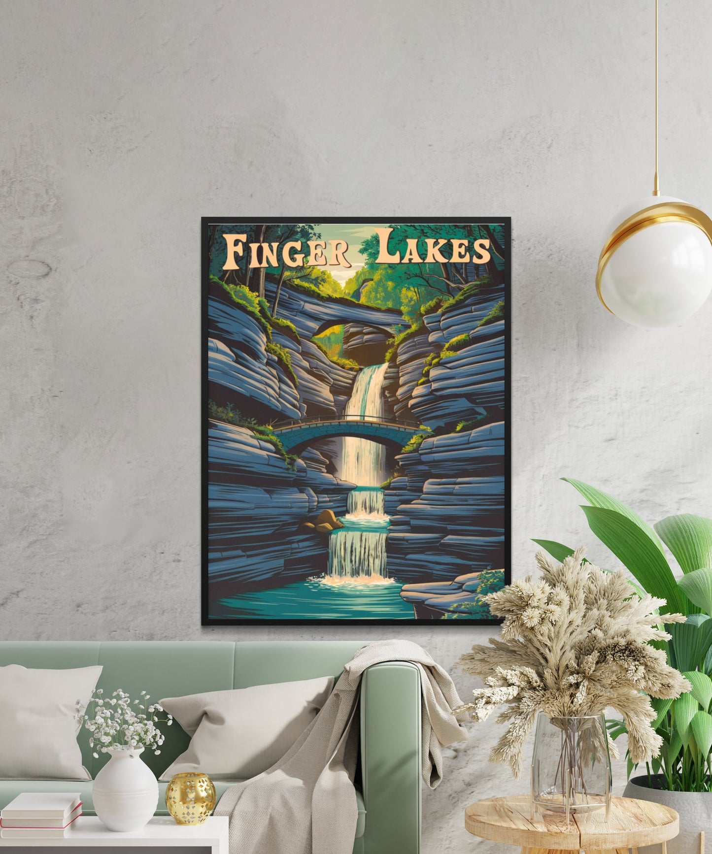 Finger Lakes Vintage Travel Poster