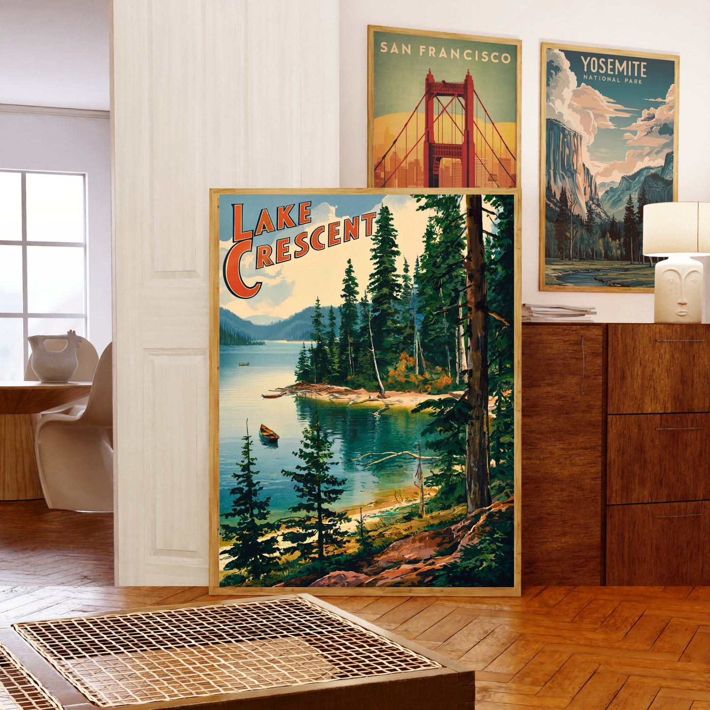 Lake Crescent Vintage Travel Poster