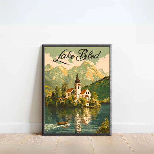 Lake Bled Vintage Travel Poster - Crystal Waters