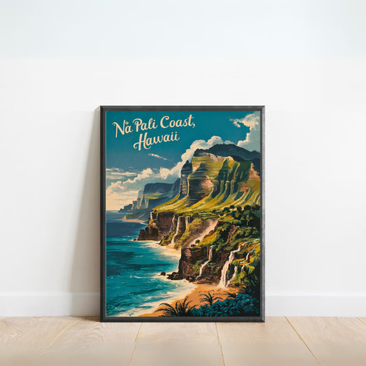 Nā Pali Coast Vintage Travel Poster