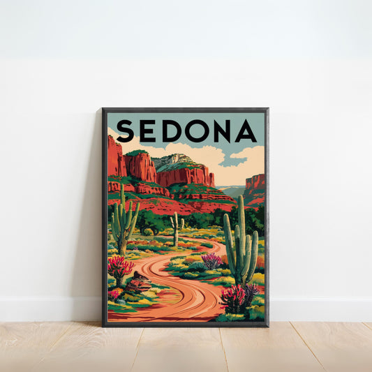 Sedona Vintage Travel Poster  - Timeless Red Rock Majesty