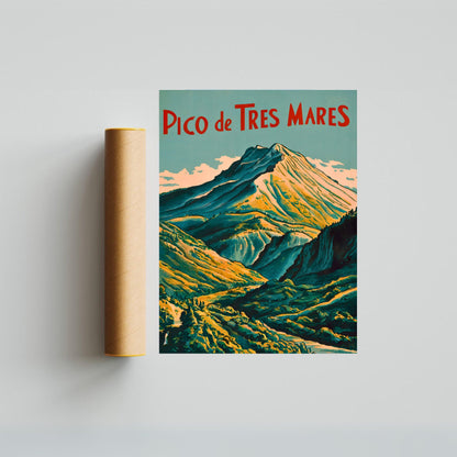 Pico de Tres Mares Vintage Travel Poster