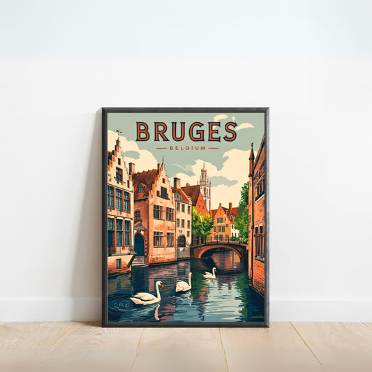 Bruges Vintage Travel Poster  - Timeless Medieval Charm