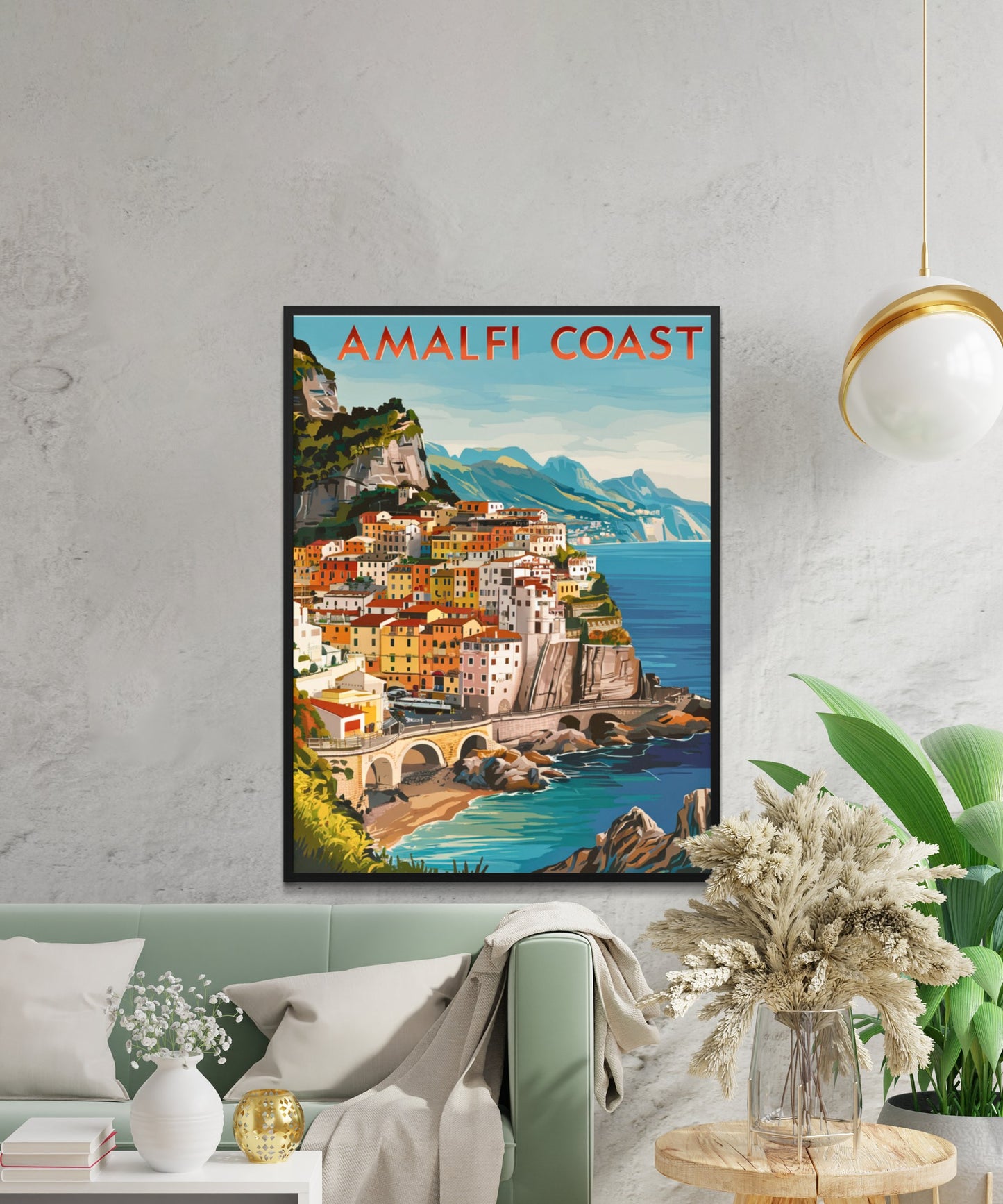 Amalfi Coast Vintage Travel Poster