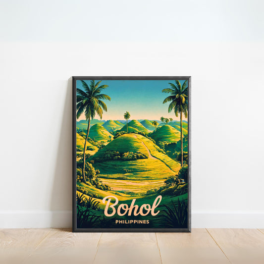 Bohol Vintage Travel Poster - Chocolate Hills