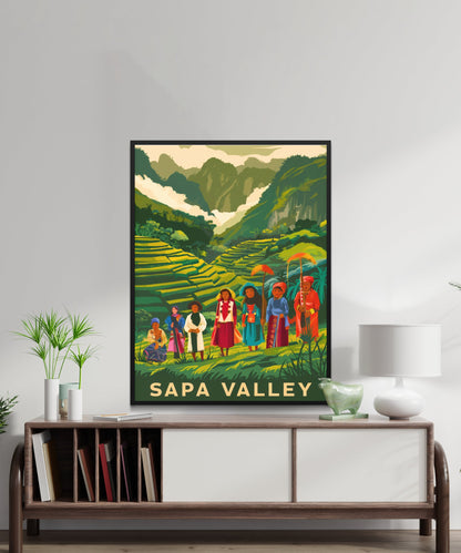 Sapa Valley Vintage Travel Poster - Mountainous Beauty