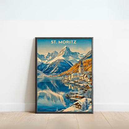 St. Moritz Vintage Travel Poster - Switzerland's Winter Wonderland